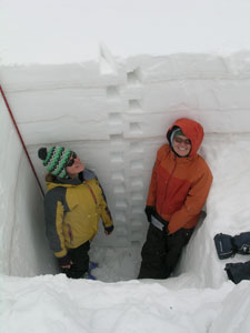 Annie and McKenzie showing off their superbly executed set of dust-in-snow samples