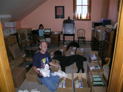 Richard and Betsy Armstrong cataloging the Ed LaChapelle library